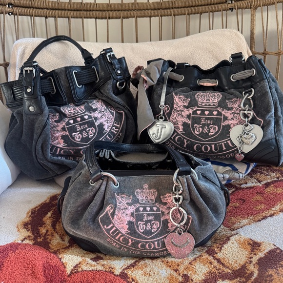 Juicy Couture Handbags - Juicy Couture Gray and Pink Scottie Bags